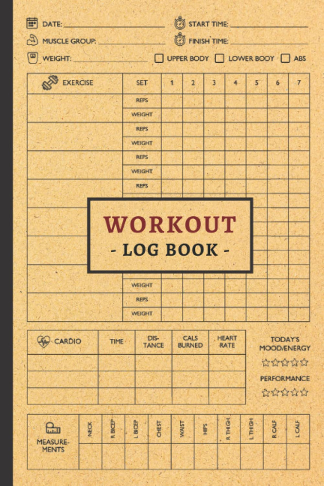 Workout Log Book – Weight Lifting Journal Notebook – 120 Pages, Yellow Cover