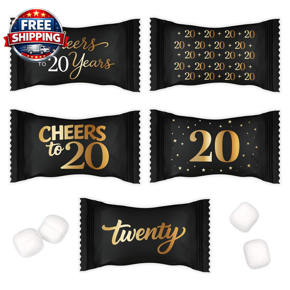 100 Count Cheers to 20 Years Buttermints 13 Oz Individually Wrapped Candy 20Th B