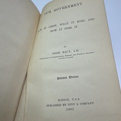 Our Government How it Grew What it Does How it Does it Jesse Macy 1891 Antique
