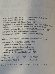 Ceramic Science for the Potter Second Edition W.G. Lawrence West Chilton Book Co