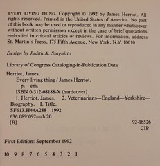 Vtg 1992 „Every Living Thing” Book By James Herriot. Hardcover. First Edition.