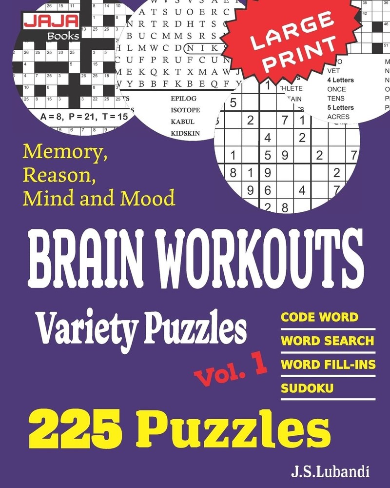Brain Workouts Variety Puzzles (225 Mixed Puzzles in Large Print for Effecti…