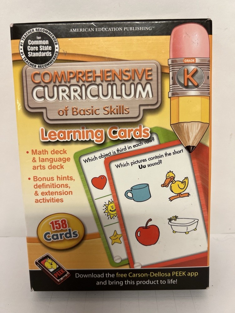 Comprehensive Curriculum Learning Cards Grade K Kindergarten LA & Math