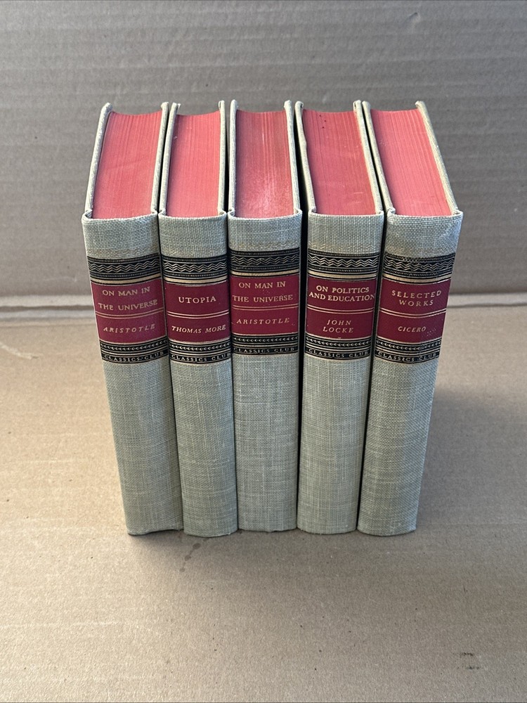 Classics Club Lot 5 Books 1940s Cicero Aristotle John Locke Thomas More (SC470)