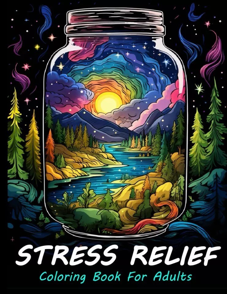 Stress Relief Coloring Book for Adults: Large Print Adult Colouring Book with Re