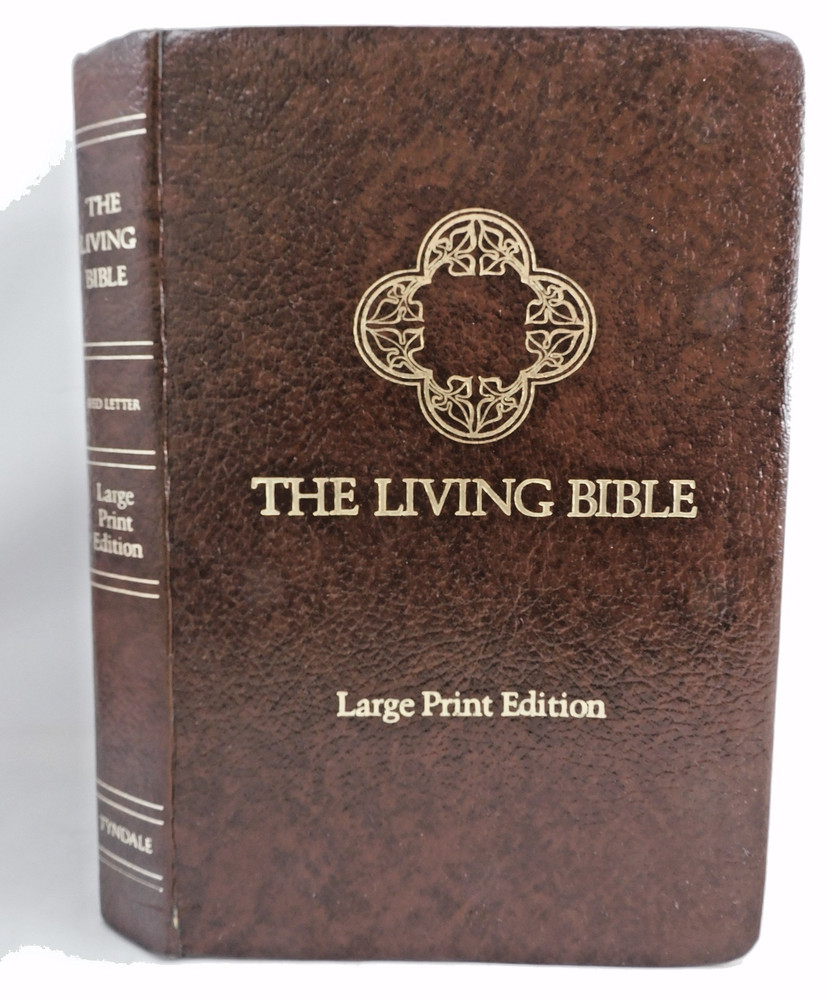 The Living Bible Large Print Brown Bonded Leather Red Letter Tyndale Pub 1984