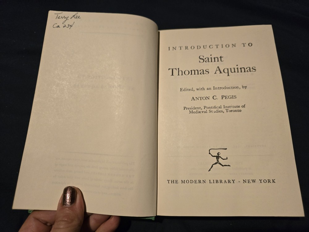 Introduction To St Thomas Aquinas, A Modern Library Book 1948 Edited By Pegis Hb