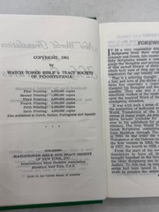 New World Translation Holy Scriptures 1961 Watch Tower Bible & Tract Society