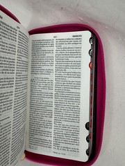 Biblia Chequera Letra 8.5 puntos RV1960 imit piel rosa fucsia gris claro con …