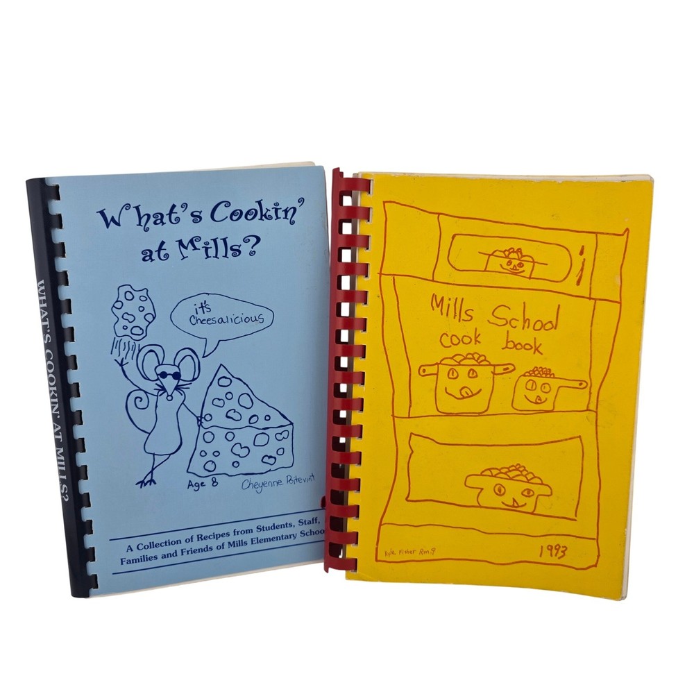 Morris Press Mills Elementary School Cookbooks 1993 Set of 2 FAIR Vtg Nostalgia