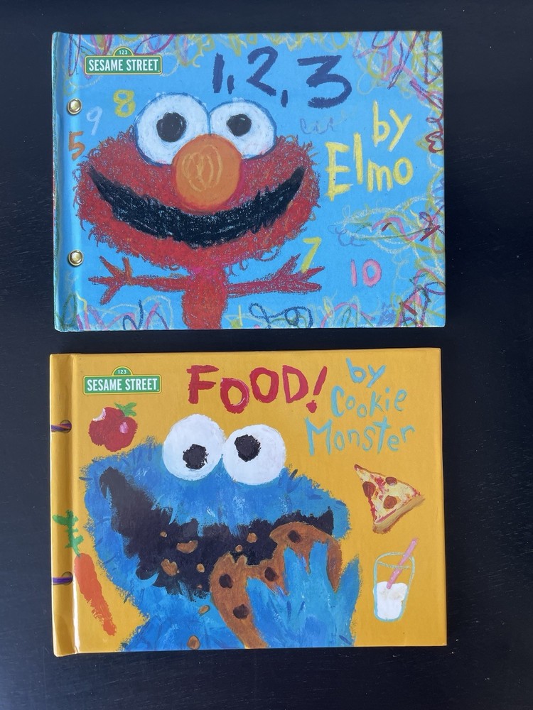 Sesame Street Y2k Food! By Cookie Monster 1,2,3 By Elmo Hardcover Kids Books Set