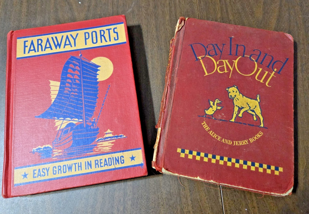 Antique early reader books Far Away Ports , Days in and Days out