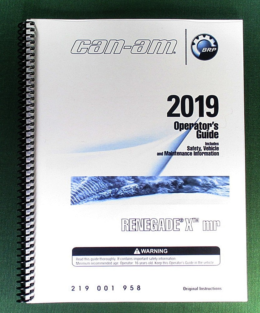 2019 Can-Am Renegade X MR 1000R Owner’s Manual: 180 Pages & Protective Covers!