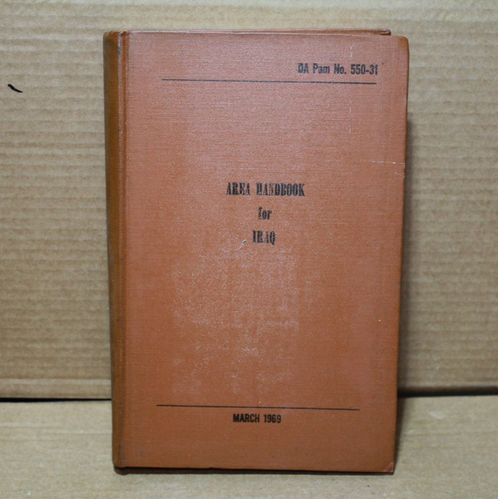 AREA HANDBOOK FOR IRAQ 03/1969 DA PAM 550-31 Hardcover