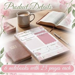 6 Pcs Sermon Notes Notebook Church Notebook 5.5 x 8.5 Inch Tear Away Sermon J…