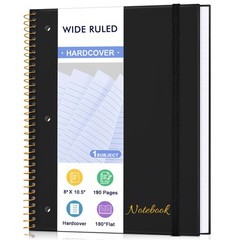 Spiral Notebook Wide Ruled 8″ x 10 1/2″, 1 Subject Spiral Notebook, 3-Hole Pu…