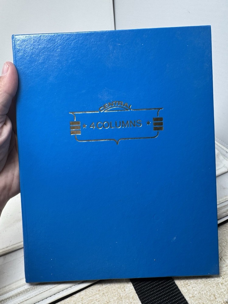 Central Hardcover Blue 4 Column Book 100 Pages 9 1/4” X 7 1/4” Made In USA Log