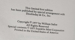 Full Disclosure: William Safire. Franklin Library. First Edition. Leather. 1977