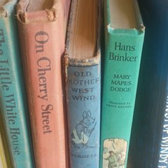 9 vintage books and school books science language Mark Twain Hans brinker,others