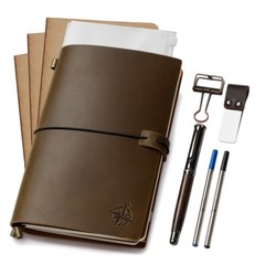 WANDERINGS A5 Travelers Notebook Bundle – 6″ x 8.5″ (15 x 22cm) – Genuine Lea…