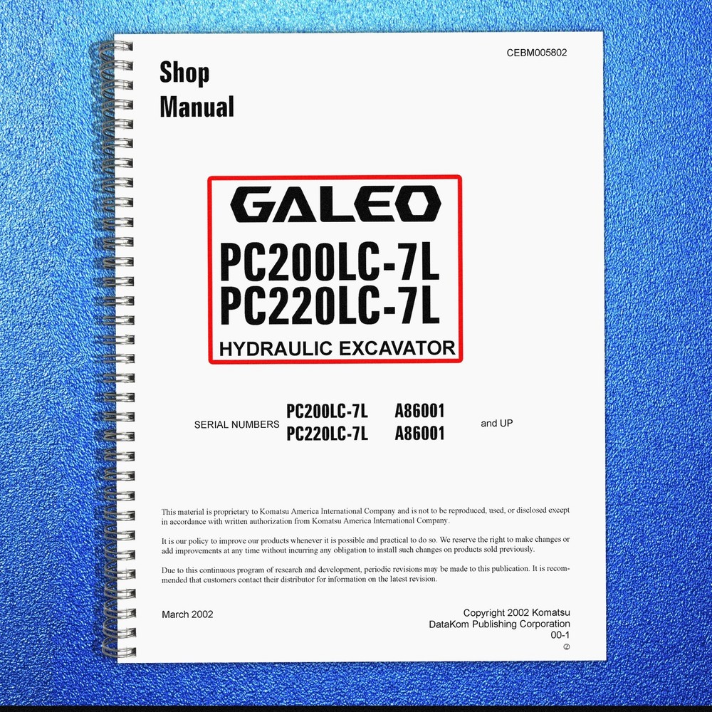 KOMATSU Galeo PC200LC-7L PC220LC-7L Hydraulic Excavator Shop Manual , FOLDOUTS
