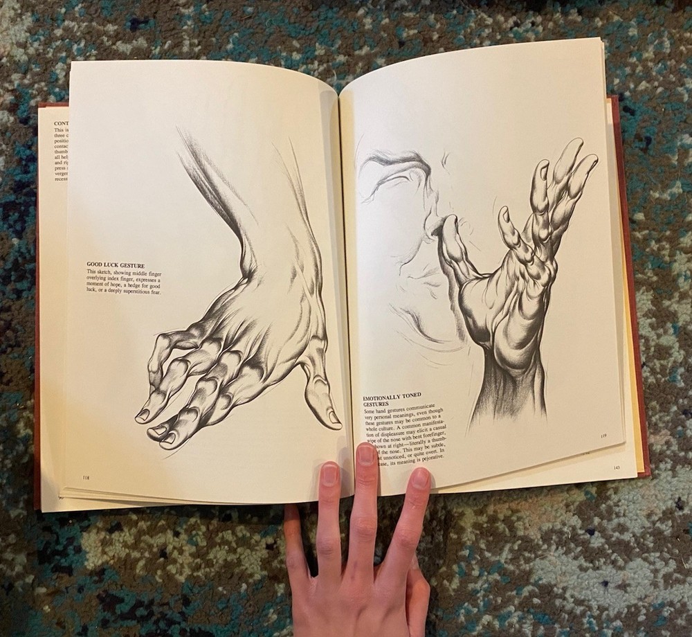 1977 Burne Hogarth Drawing Dynamic Hands Hardcover, Second Printing Art Book