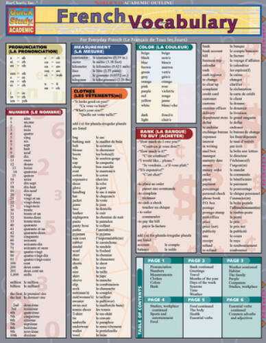 French Vocabulary (Quickstudy: Academic) – Pamphlet – VERY GOOD