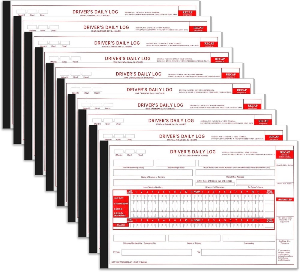 10 Pack 2026 2027 New Log Book for Truck Drivers 8.5″ x 5.5″ Daily Log Book with