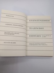 Eyewitnesses to Jewish History from 586 B.C.E. to 1967 – Religion, History – VG