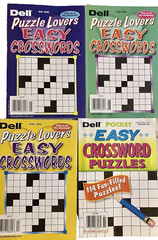 NEW Lot of 4 Dell Puzzle Lovers EASY Pocket EASY Crosswords Puzzles Books