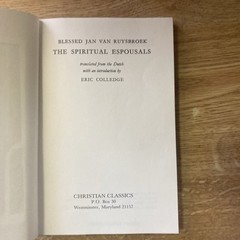 Eric Colledge Jan Van Ruysbroek The Spiritual Espousals (Paperback) Rare