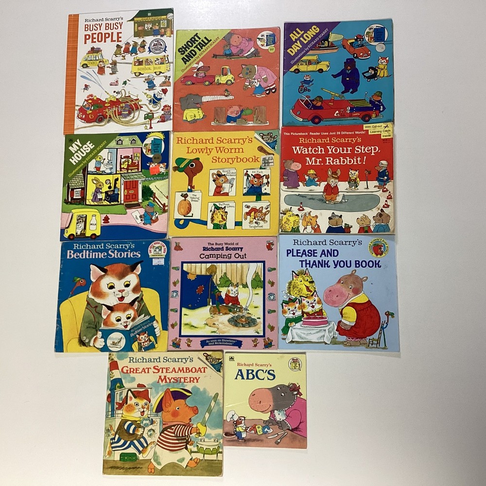 Richard Scarry Preschool Kindergarten 1st Grade Picture Children’s 10 Book Lot