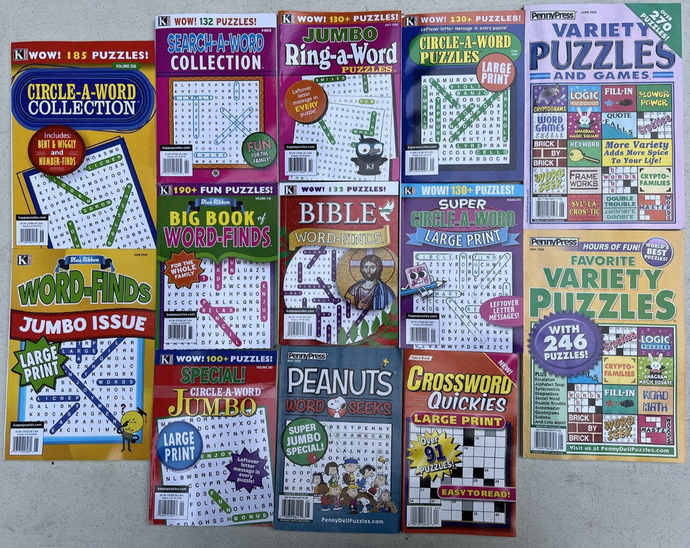 Lot Of 13 Kappa PennyPress Word Search Puzzles Crosswords NEW