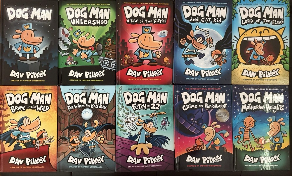 Dog Man Comic Book Set 1-10 Dav Pilkey Scholastic Hardcover