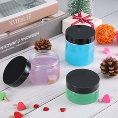 SATINIOR 24 Pieces Empty Clear Plastic Jars with Lids Round 1 OZ, Black Lid