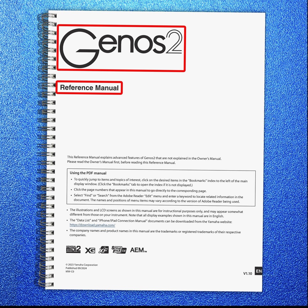 YAMAHA Genos 2 Reference Manual – 172 Pages, STRONG Covers, Steel LOOP Bound