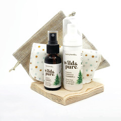 Sensitive Skin Travel Size Body Wash Set (1.7Oz Foam, 0.9Oz Spray + Wipes) | Cle