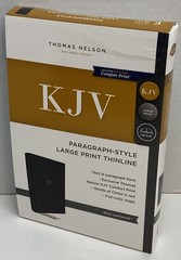 KJV, Paragraph Bible, Large Print 10-Pt, Black Leather-Soft, King James Version