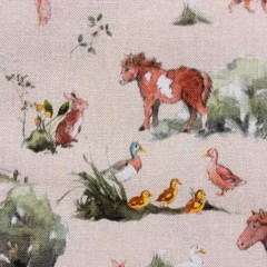 Acufactum Cotton Fabric 59×23 inches Farm Friends Print 100% Cotton