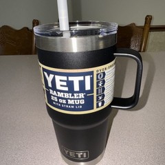 Yeti-Rambler 25 oz Mug w/Handle & Straw – Black-New