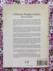 Of the Just Shaping of Letters by Albrecht Dürer (1965 Dover PB 40 Pages)