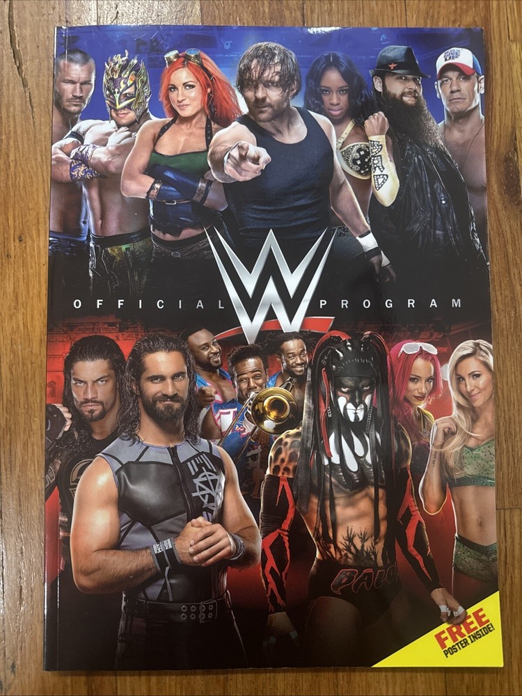 2016 WWE Official Program with Poster Raw Smackdown Rollins Wyatt 76 Pages NEW