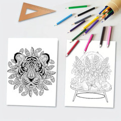 3 Pack Adult Stress Relief Coloring Book,60 Page Mandalas,Animal & Flower Patter