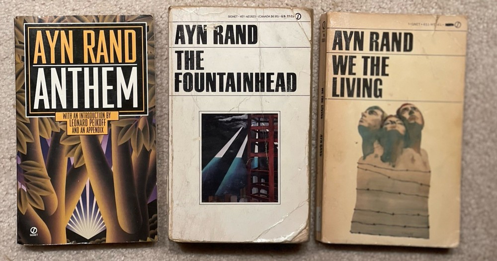 Ayn Rand lot of 3 vintage PB books We The LivingThe Fountainhead Anthem