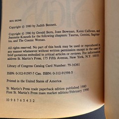 Sex Signs by Judith Bennett Vintage Paperback 1980 Astrology Love Guide Book