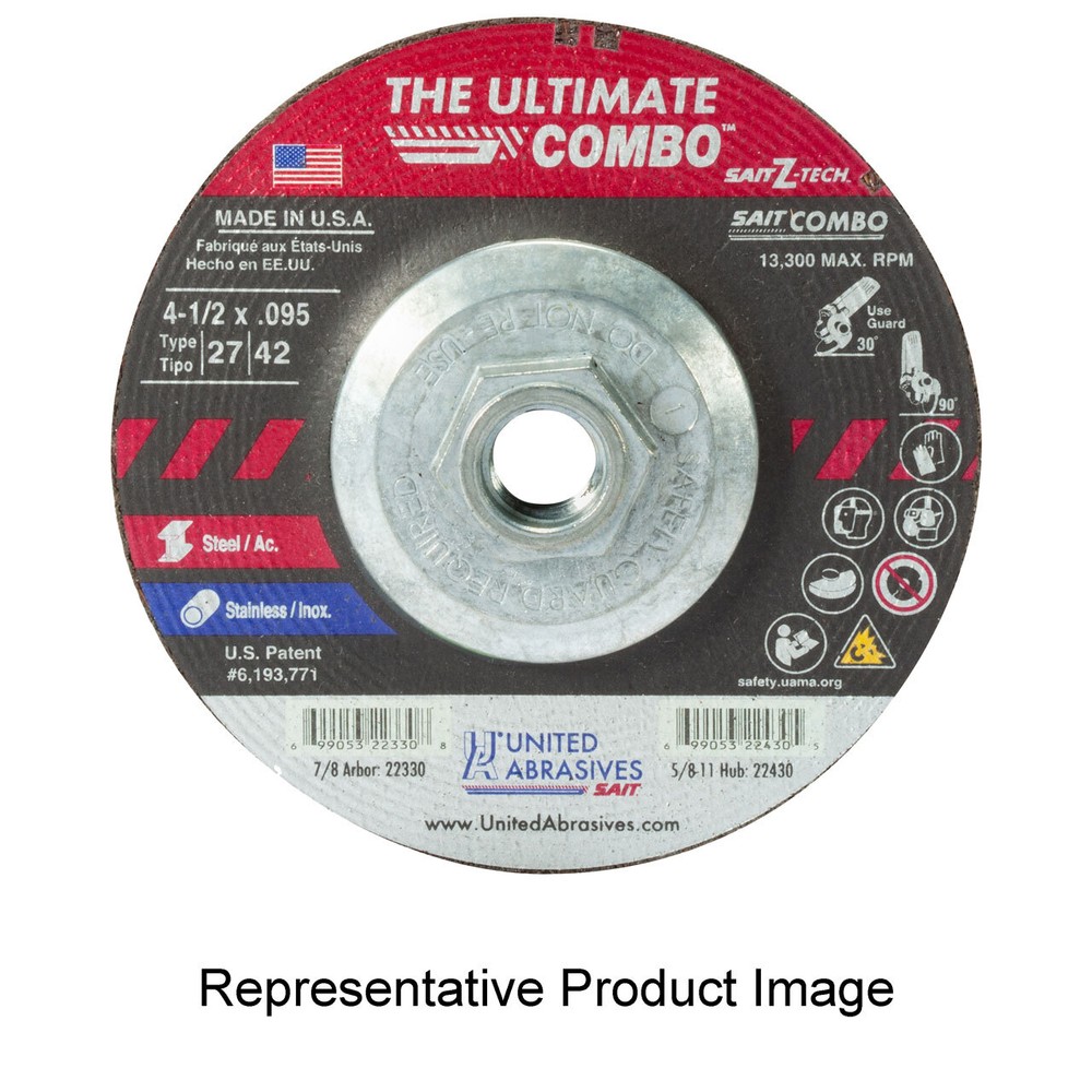 United Abrasives SAIT 22436 6x.095×5/8-11 Ultimate Combo Z-Tech Wheel 10 pk