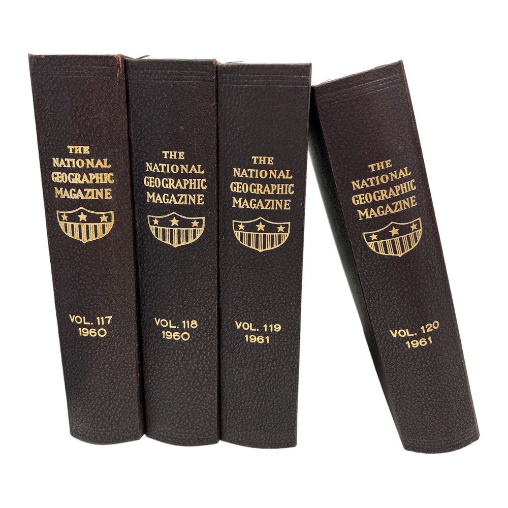 1960,1961: Lot Of 4 NATIONAL GEOGRAPHIC MAGAZINE BOUND VOLUMES Nice!! History