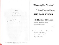 Last of the Novelists-F. Scott Fitzgerald HB w/dj-Bruccoli-1977-161 pages