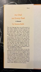 An Owl on Every Post By Sanora Babb RARE 1st Edition HC 1970