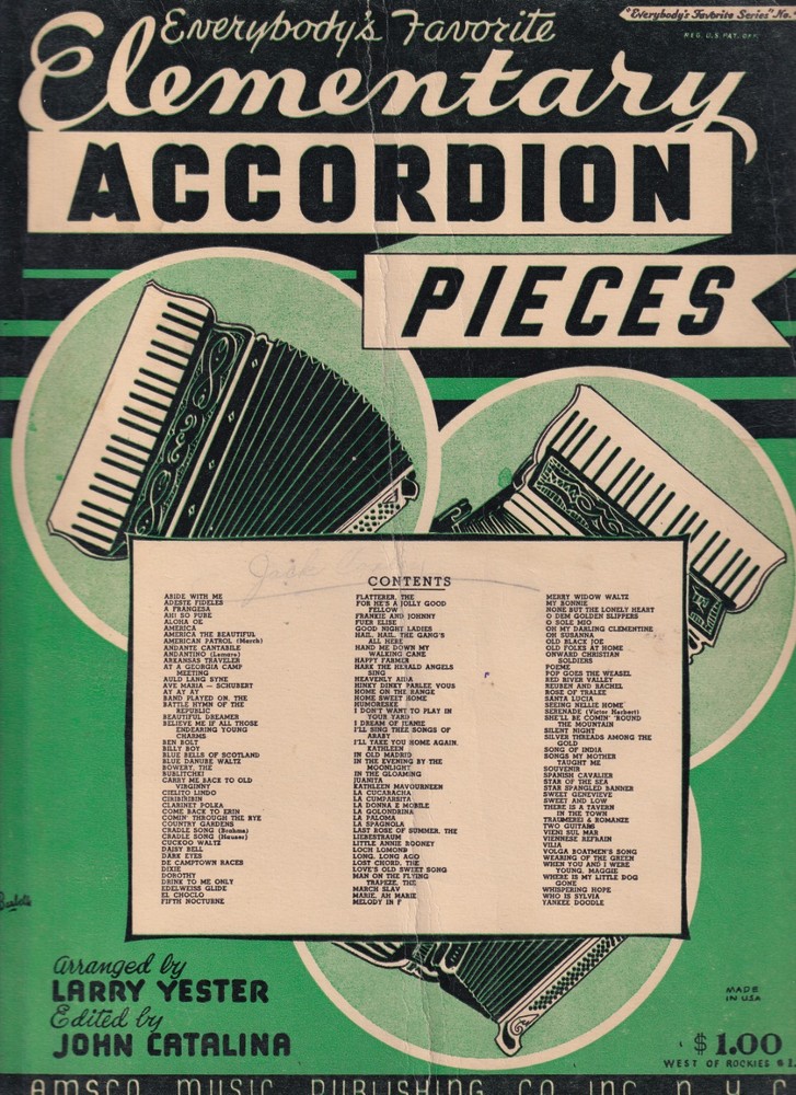 = Everybody’s Favorite Elementary Accordion Pieces, Amsco Music, Larry Yester